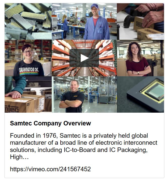 SamtecInc's tweet photo. Get a glimpse into our world at #Samtec - one that revolves around you. Check out this video of our facility here: #Engineering #gEEk #iOT #iiOT #SamtecLife Check out our video here --> https://t.co/bX8TXTvhiY https://t.co/bDEyIm8lvA