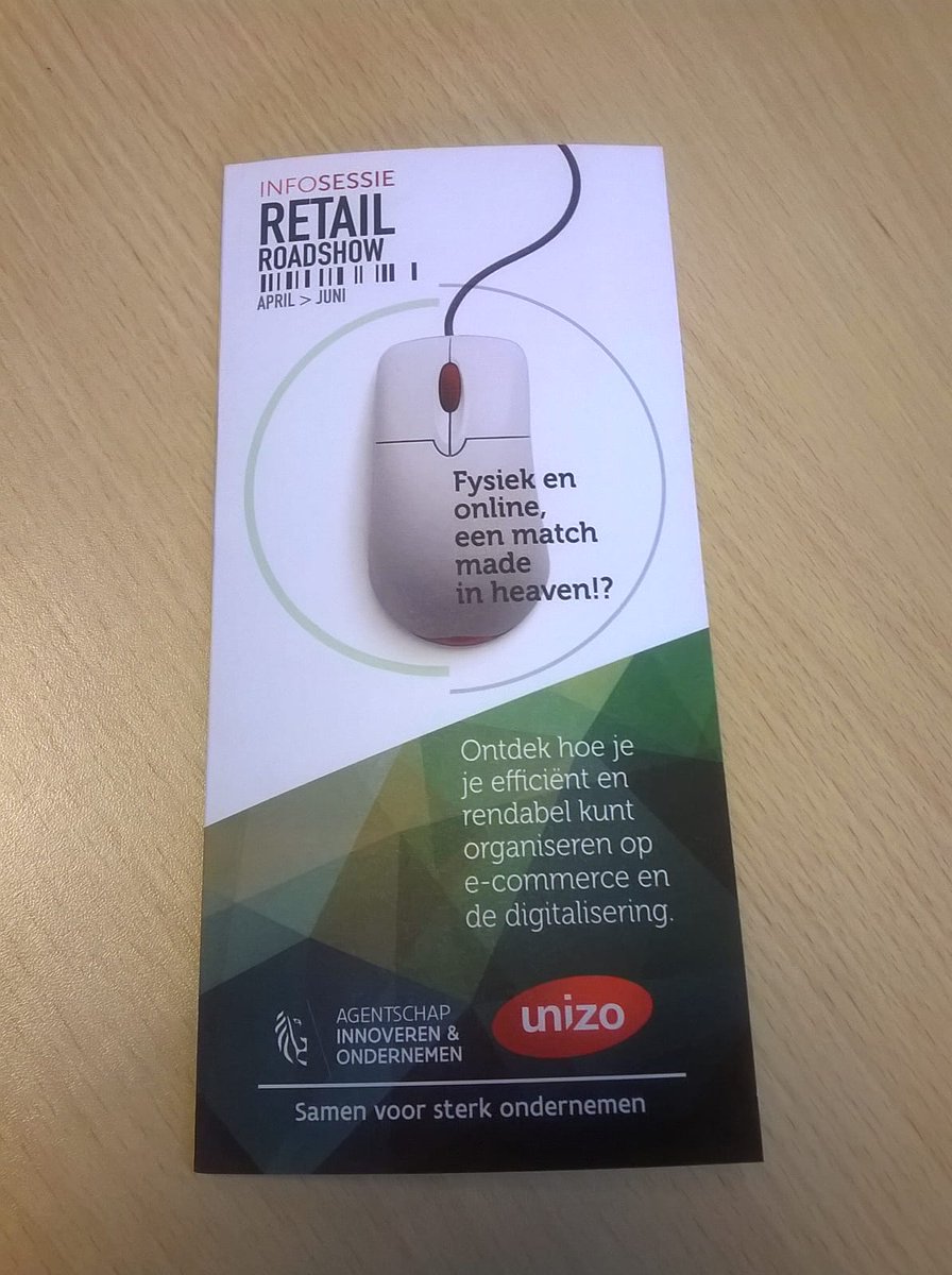 Onze nieuwe <a href="/UNIZORetail/">UNIZO Retail</a> infosessie gaat over wisselwerking tss fysieke winkel &amp; online. Allemaal mooi, mr hoe kan je je in dagelijkse werking organiseren op efficiënte &amp; rendabele manier?! <a href="/ladyjanebe/">Lady Jane</a> <a href="/ster_k/">Cis Scherpereel</a> <a href="/jente/">jente</a> geven antwoord. Schrijf snel in! goo.gl/M6j6zD