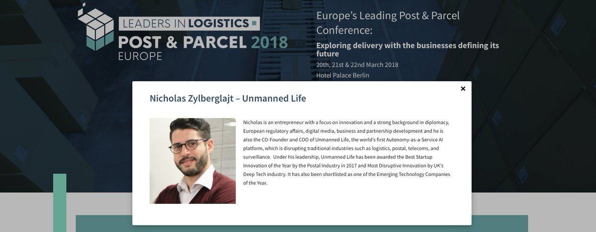 unmanned_life's tweet photo. This afternoon @niczyl takes the stage at Post&Parcel @Lead_Logistics giving a #lighting pitch about how #autonomyasaservice solutions are responding to the #need that leaders are facing in the #postal industry. https://t.co/rhtwofDBlW