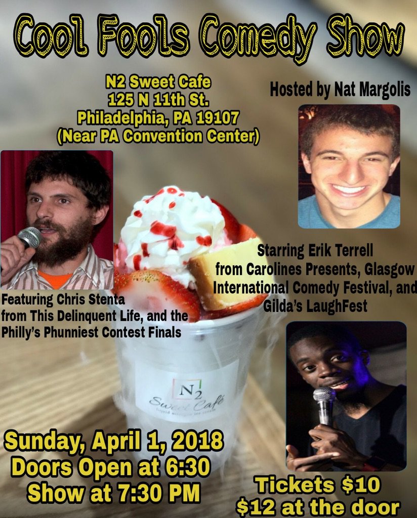 N2SweetCafe's tweet photo. We’ve got some Cool April Fools on Easter Sunday Night ! Email n2sweetc@gmail.com to reserve discount tix! https://t.co/15goJfVbZx