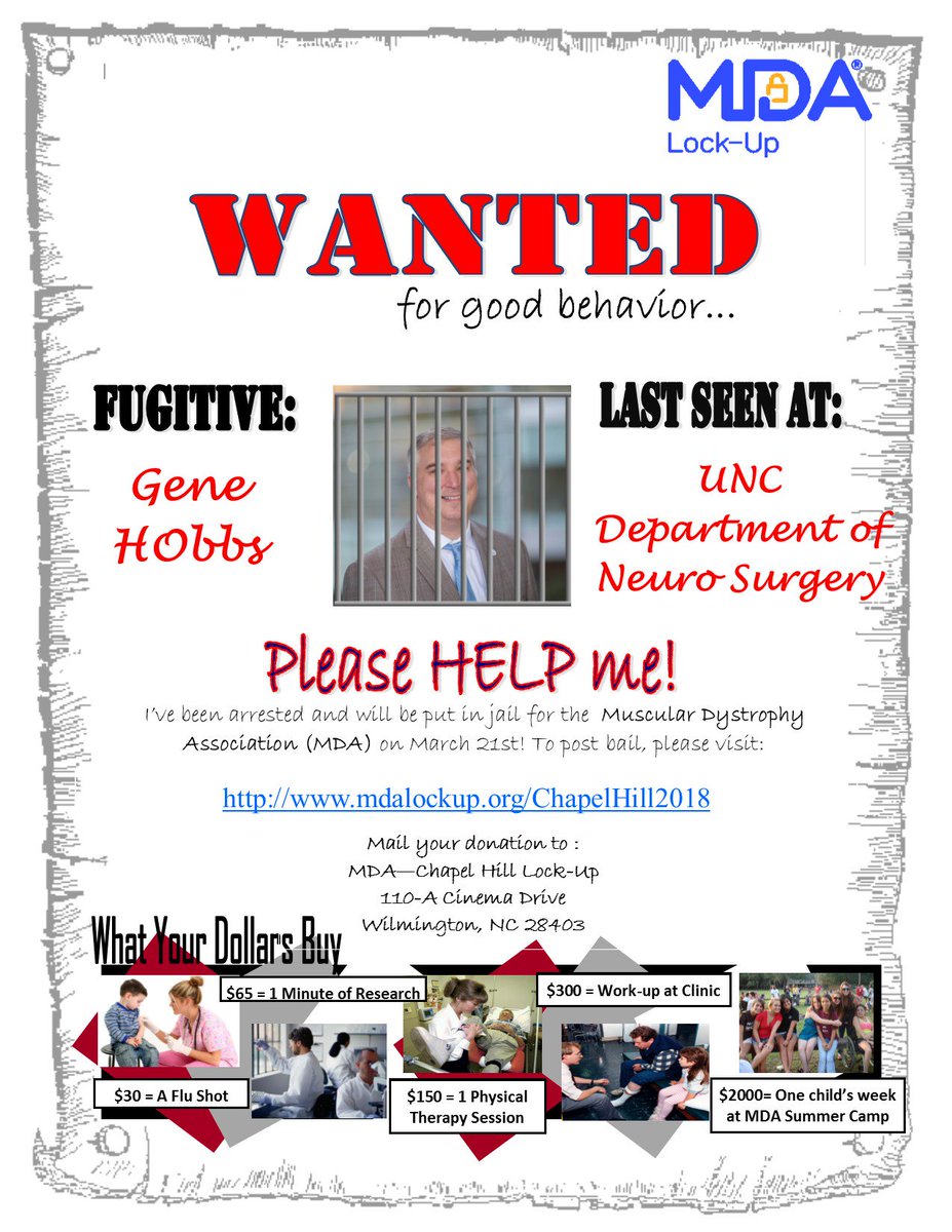 gene_hobbs's tweet photo. I am about to be locked up! Help me make bail! 

My bail in the #MDAlockup goes to help those impacted by #MuscularDystrophy, #ALS, &amp; related diseases that take away the most basic freedoms to walk, talk, hug and breathe #MedEd #HR #NextChat #MedLibs 

https://t.co/RFLl5W1avW https://t.co/TEfJNSaVF8