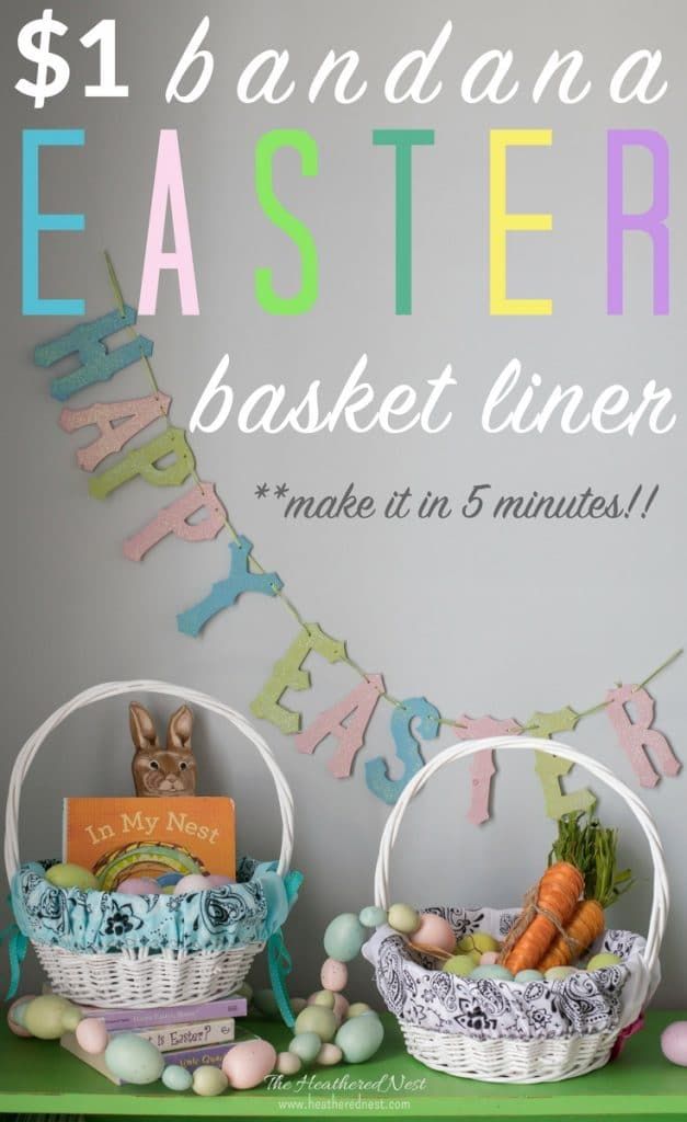 $1 #bandana turns #Easter #basketliner in under 5-minutes 🐣--> bit.ly/2sHNflm #Eastercraft #Easter #DIY  #tutorial #howto #kidscrafts #5mincrafts #bandanastyle  #springisintheair #springtime