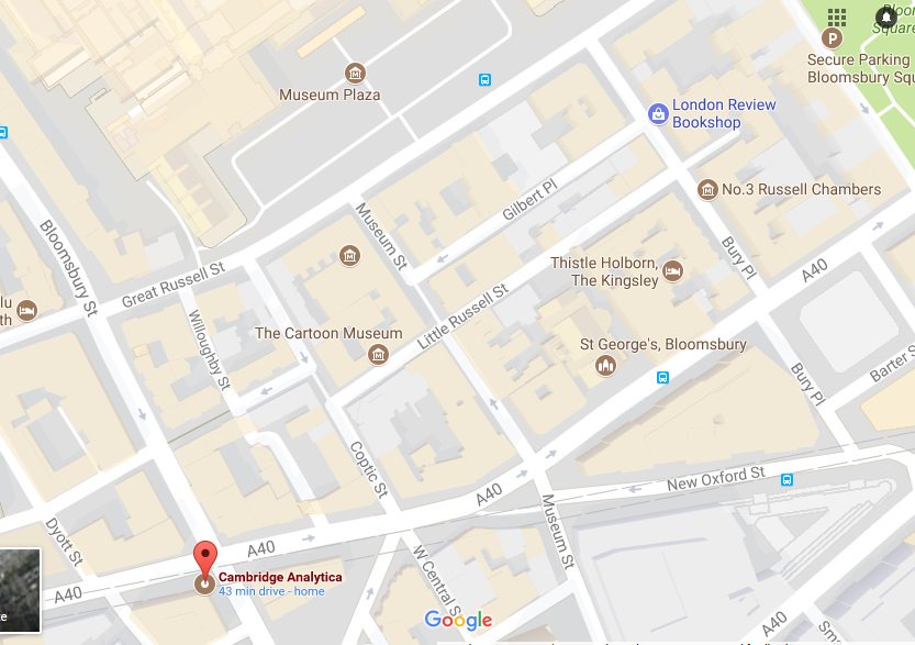 astonishingly cambridge analytica is right round the corner from the bookshop. after the fuss has died down a bit i thoroughly intend to ring their doorbell and run away