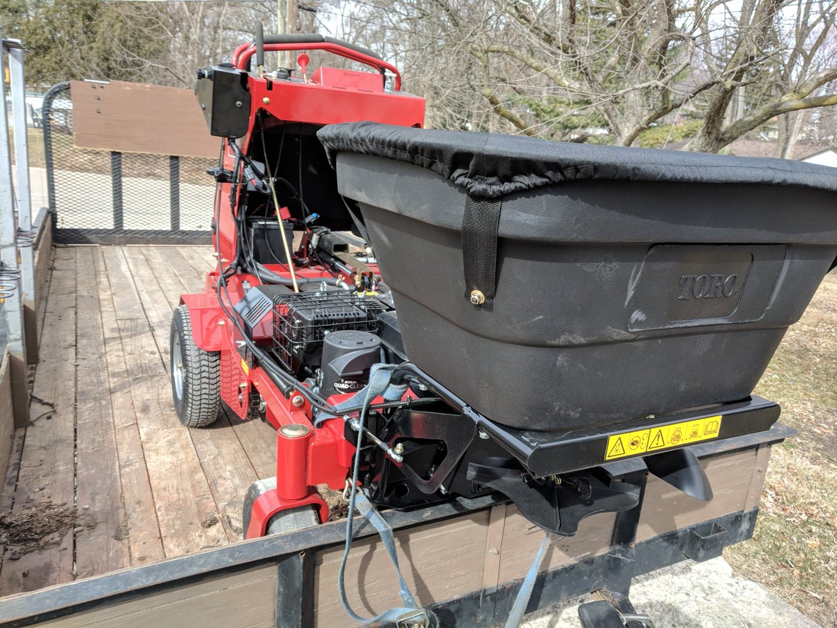 GGMcHenry's tweet photo. Picked up a #Toro ride-on aerator with a spreader attachment yesterday! Here's to less wear and tear on my guys & being way more #efficient in 2018! @TheToroCompany #landscaping #groundsguys https://t.co/AmbXpf2Fsv