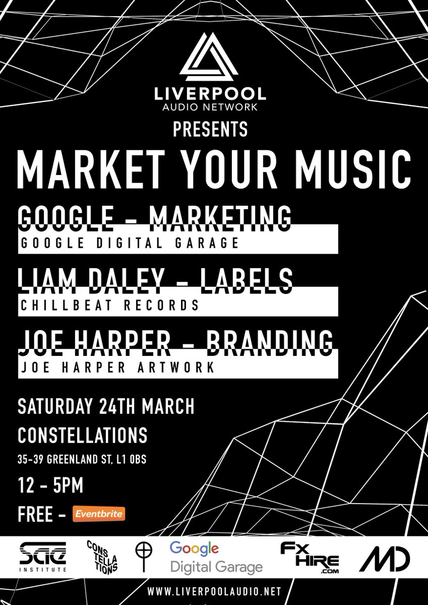 BidoLito's tweet photo. .@LiverpoolAudio_ are hosting a Market Your Music masterclass event this Sat @ConstellationsL with guests from Google #DigitalGarage @ChillBeatRecord + @joeharperart. Register to attend for free: https://t.co/CokUQxx6o3 https://t.co/o9eEB7T6kD