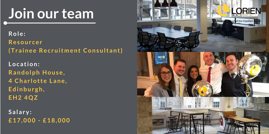 Calling all #graduates with #sales #skills keen to kick-start a #career in #recruitment industry - we're #hiring #resourcers (#trainee #consultants) to join our #Edinburgh office. Don't miss out, find out more and #applynow: bit.ly/2tnphw7 #GradsHour <a href="/NigelBigger/">Nigel Bigger</a>