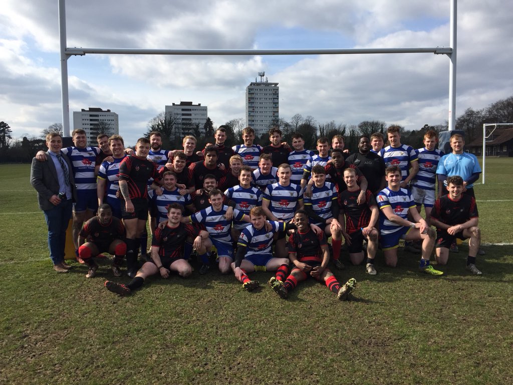 haurugby's tweet photo. Happy to report that the HAU Barbarians XV has triumphed in the inaugural varsity match. We are informed that Newman’s SU are doing 4 jaeger bombs for £5. See you Sunday folks! #Varsity #I♥️Wednesdays https://t.co/Z0oMkhrjSl