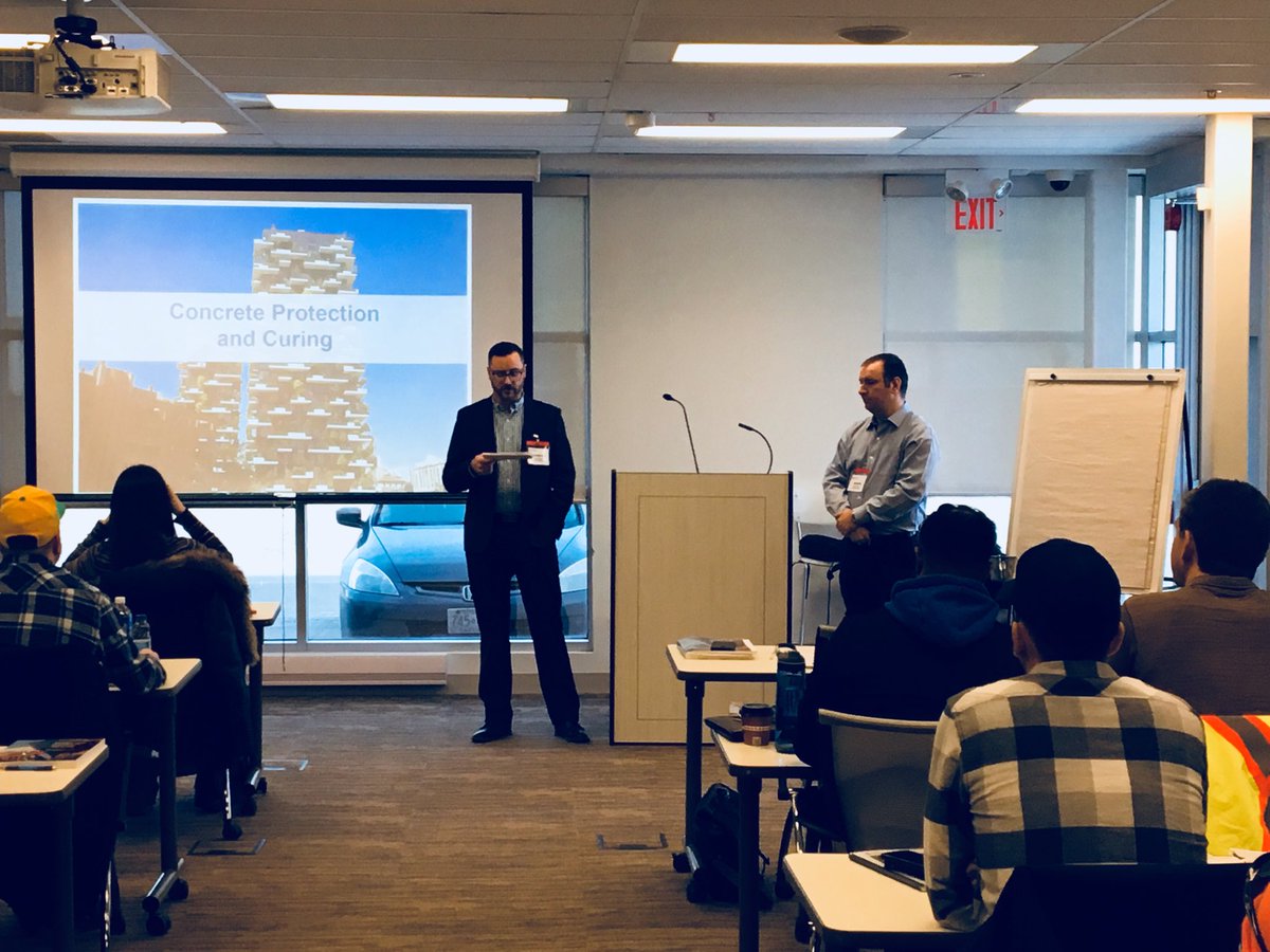 MC Darryl Murray from <a href="/EuclidChemical/">Euclid Chemical</a> kicking off Day 2. 

Industry professionals from <a href="/CRHCanada/">CRH Canada</a>, Bridgecheck Canada, @LehighHanson/<a href="/LehighCement/">Lehigh Cement</a> and <a href="/StMarysCBM/">StMarysCBM</a> are on deck to help educate the students!

#FundamentalsofConcrete