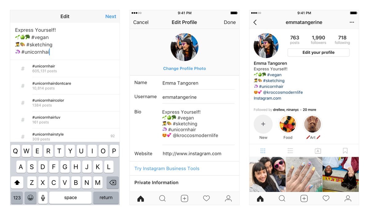 instagram's tweet photo. You can now link to hashtag pages and other profiles in your bio. https://t.co/kmjhyGVtOZ https://t.co/iGsZ9BPQ2F