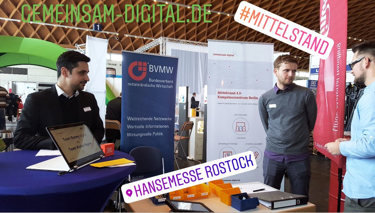 DigitalZBerlin's tweet photo. _Gemeinsam digital unterwegs! Wir stellen uns den kleinen und mittelständischen #Unternehmen aus #Mecklenburg-#Vorpommern vor und ermutigen zum eigenen Digitaliserungsprojekt. Sonnige Grüße von der #HanseMesse #Rostock! #SpreadTheWord #Digitalisierung #Mittelstand https://t.co/ZIaiuKOLnM