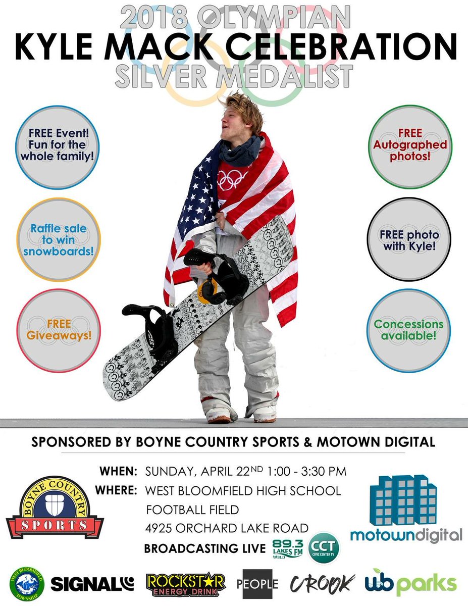 This is cool. A chance to meet an Olympian. <a href="/_KyleMack/">Kyle Mack</a> at West Bloomfield