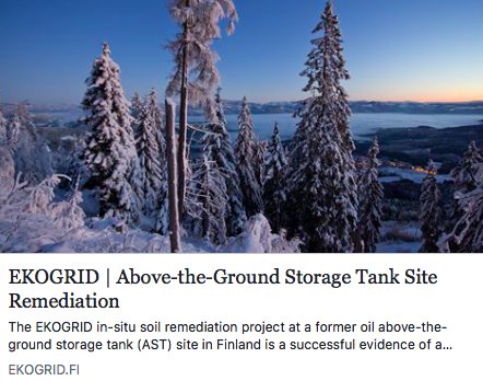 EKOGRID in-situ remediation - how did we reduce the volume of polluted soil by 90% with potential cost savings of EUR 1 million at a above-the-ground storage tank site? Read the full article here: bit.ly/2DHc8O9

#Remediation 
#Environment 
#groundwater
#cleansoil