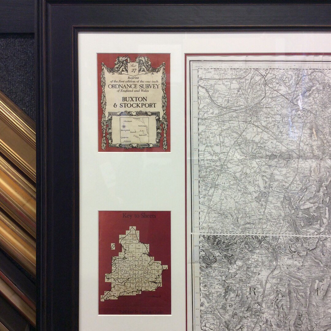 We love framing antique items like this Ordnance Survey map of the Peak District! Check out the bespoke double mount and amazing Larson-Juhl frame. instagram.com/p/Bglsc81FXcg/