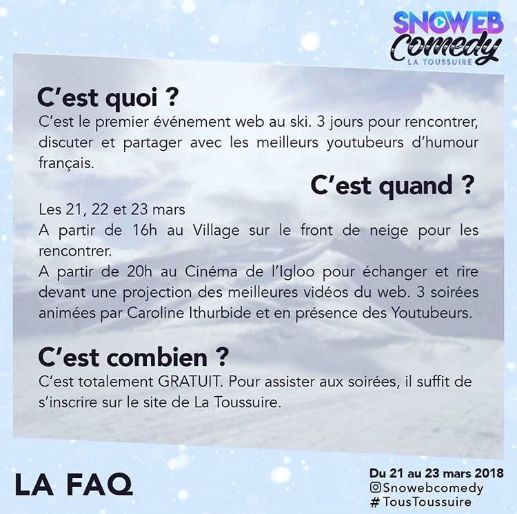 LaFermeJerome's tweet photo. Rendez-vous aujourd'hui demain et vendredi à @LaToussuire pour le Snowebcomedy ! #snowebcomedy https://t.co/TAWxTxcrQ7