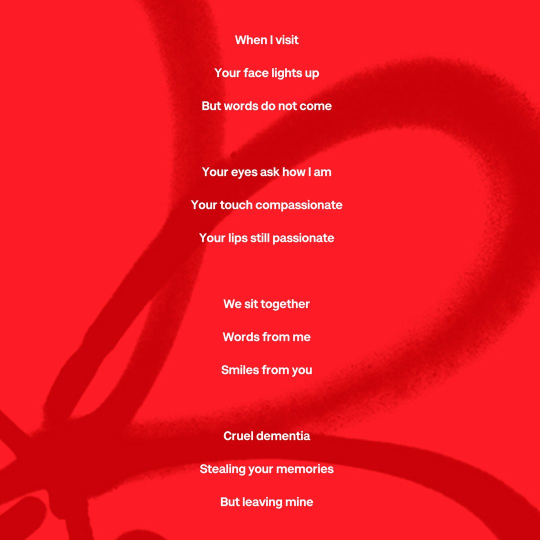 Phil’s wife, Beverly, was diagnosed with mixed dementia in 2013 and was placed in residential care two years later. Phil’s poem is a powerful account of how dementia has changed both their lives. #WorldPoetryDay

Read more: ow.ly/O38330j4GMg