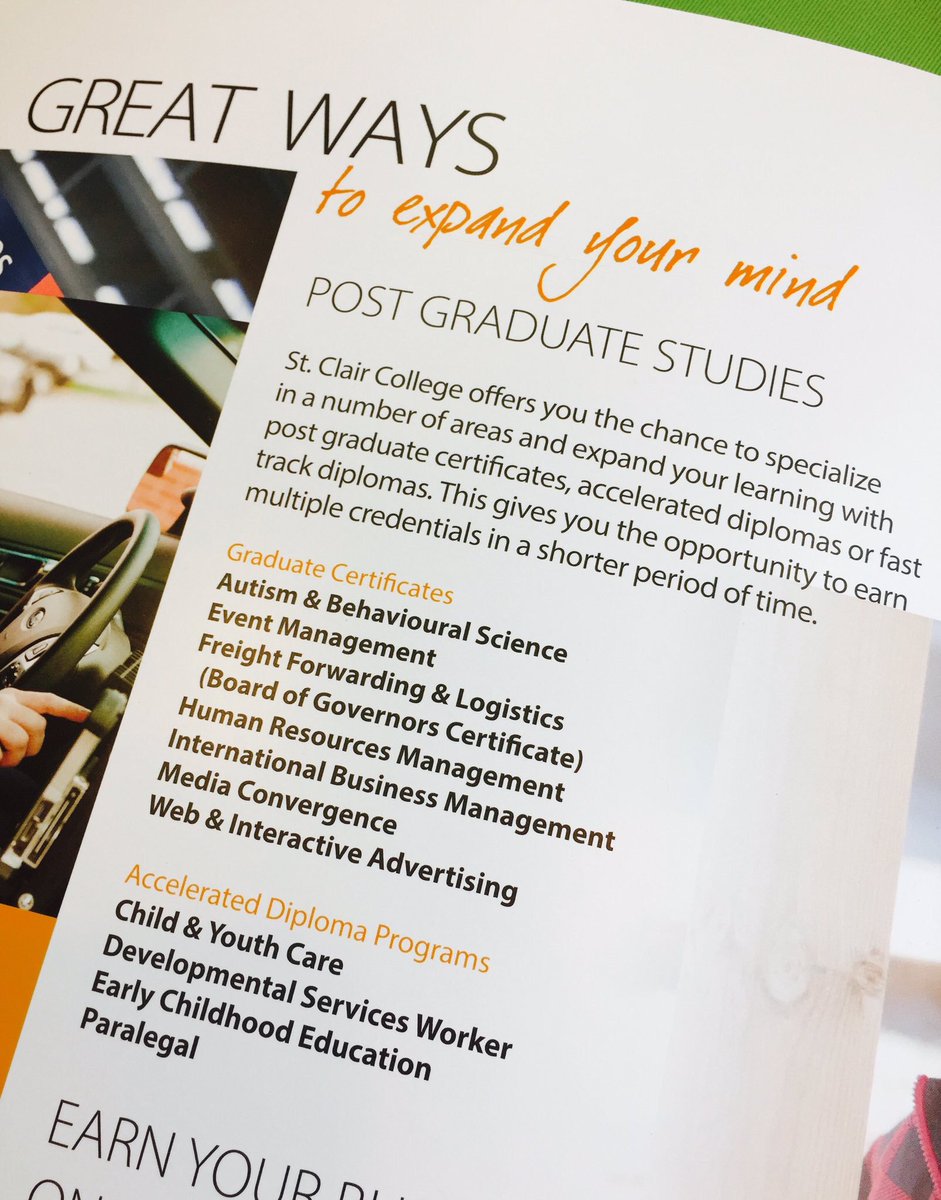 .<a href="/StClairCollege/">St. Clair College</a> is here <a href="/UWindsor/">University of Windsor</a> today to promote post graduate certificates. Earn multiple credentials in a short period of time. Visit us in the CAW Student Centre and learn about our programs, scholarships and more! stclaircollege.ca/openhouse