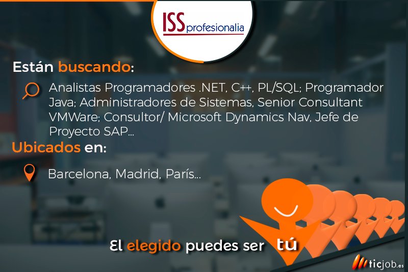 ticjob_Java's tweet image. Echa un vistazo a todas las ofertas que @ISSHiring_EN tiene para ti ¡Sube ya tu CV! 😊💻ticjob.es/esp/empresa/is…