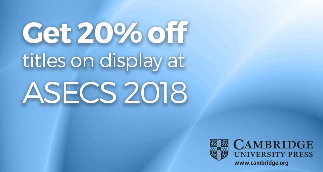 CUP_LitPerform's tweet photo. Are you attending @ASECSOffice #asecs2018 - stop by our stand for 20% off our titles on display! https://t.co/FLtEfACHNS https://t.co/o2NCTNAJGC