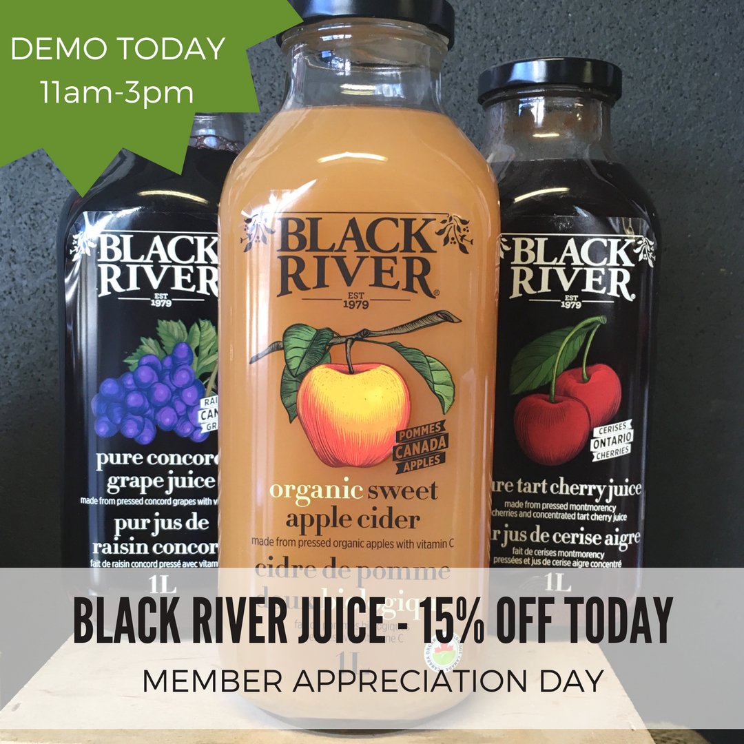 We've got <a href="/BlackRiverJuice/">Black River</a> in the house!  This company with humble beginings started in PEC using #local farmers' leftover crops and pressing them to sell the juices.  They still support #ontariofarmers with their local juice line! Drop by for a taste #lovelocal