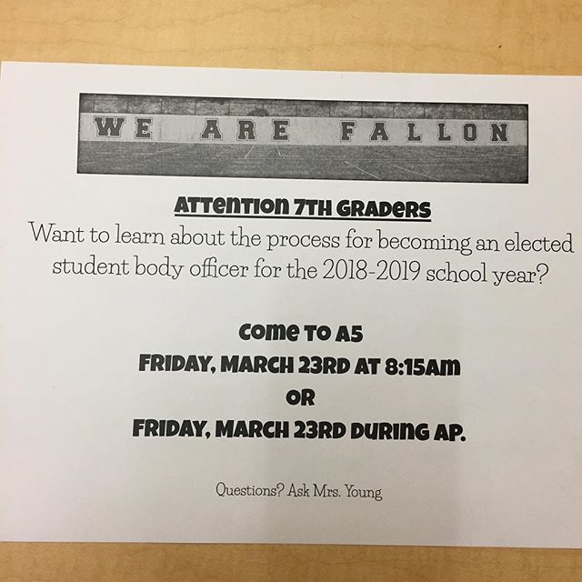 FallonASB's tweet photo. Attention 7th graders https://t.co/wZaynhGonj