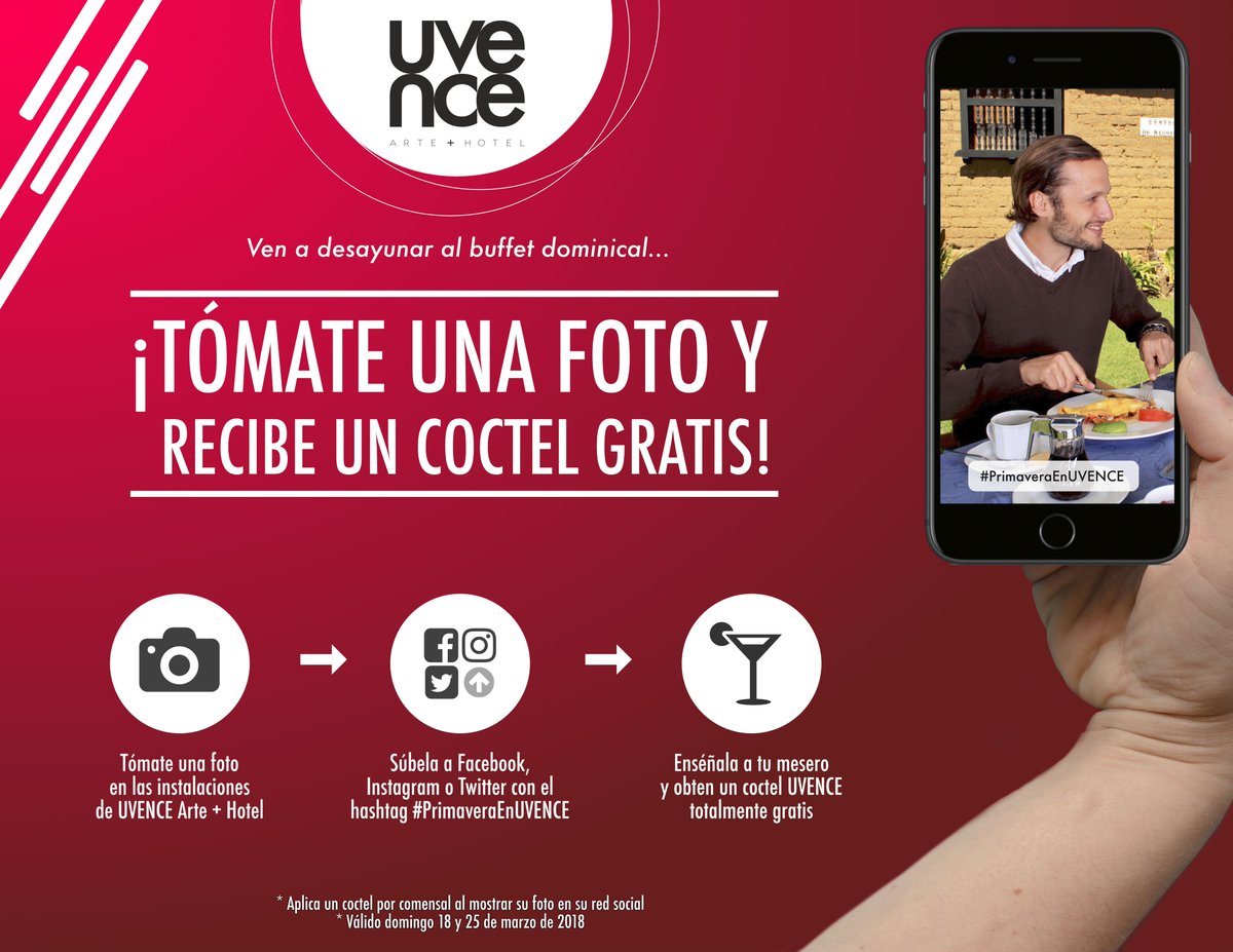 uvencehotel's tweet photo. Que este domingo no se te pase tomarte una foto en nuestro buffet y recibir un coctel ¡gratis! https://t.co/xKwIYvod0p