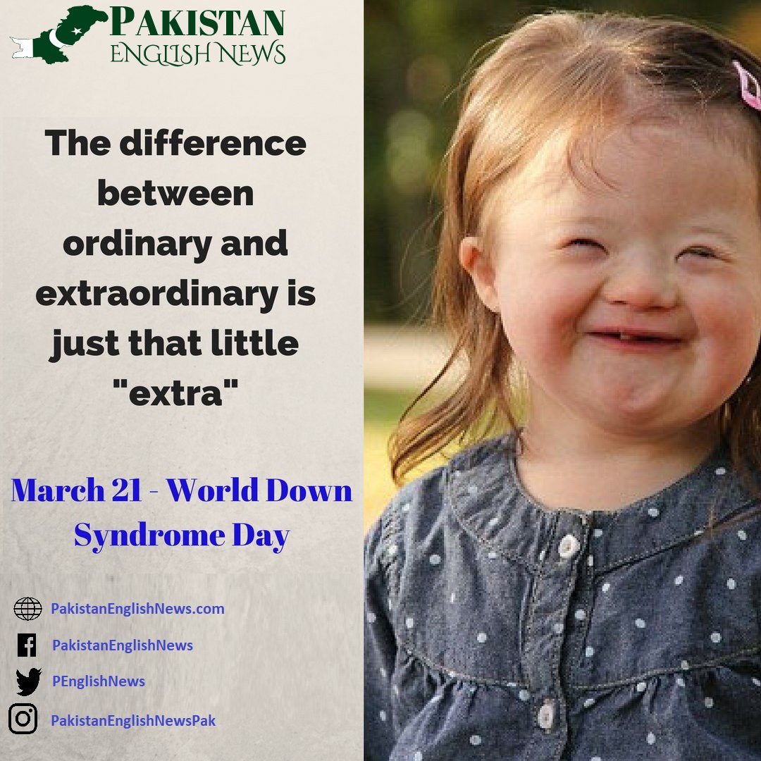 The difference between ordinary and Extraordinary is just that little 'EXTRA'...
#PEnglishNews #March21 #WorldDowmSyndromeDay #SyndromeDay #Ordinary #ExtraOrdinary #OrdinaryChild #ExtraordinaryChild