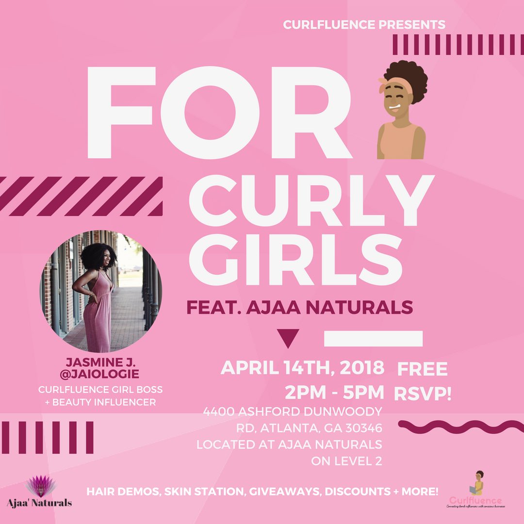 curlfluence's tweet photo. Have you heard? Our latest event with @ajaanatworld will be taking place next month in Atlanta! Have you RSVP’d? Hope to see you there! https://t.co/c5MA81GnRc