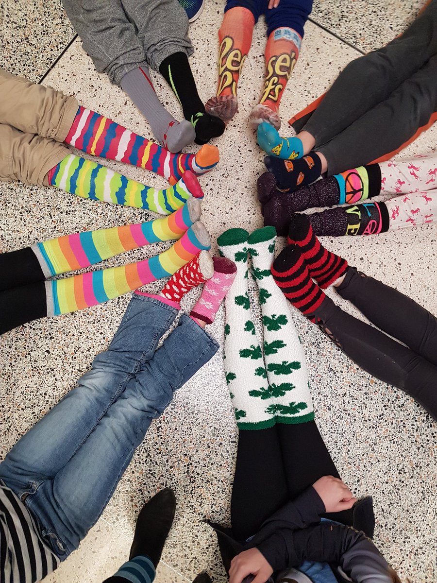It's Funky Sock Day at Monsignor Uyen to support Down Syndrome Awareness.  #funkysocks #DownSyndromeAwareness #sccdsb