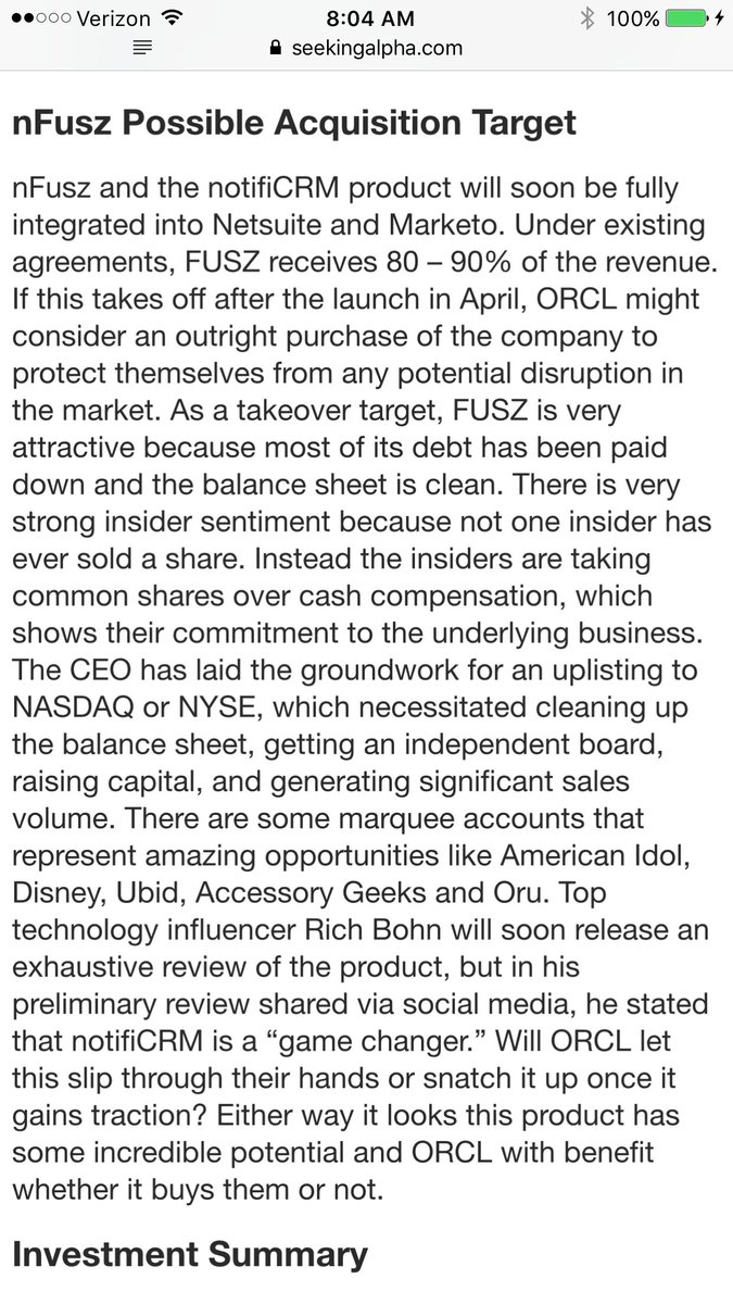DDRANTE's tweet photo. @realsheepwolf @nFuszInc @GMA @CBSThisMorning @FoxNews @CNBCFastMoney @jimcramer @nytimes @TechCrunch @OTCReporter @otcrunners @otc_watch @AMZN @CNBC @CNN $FUSZ @nFuszInc
Bidding WAR starts after #NeSuite conference in April Las Vegas $ORCL
https://t.co/5th4VqGSZx
NOW u ONLY NEED under 5 Minutes
Comprehensive summary #notifiCRM
https://t.co/dtfB0uqemw https://t.co/sJ893u3w60