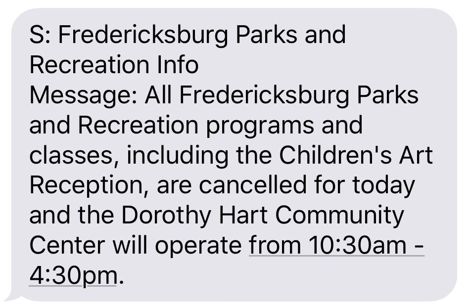 NewsNetNews's tweet photo. ⚠️❄️ #WX Most #ParksAnd Recreation Programs & Facilities CANCELLED/CLOSED Wed 21Mar18 Due to #WinterStorm @FburgVAParksRec @StaffordParks @KGCounty READ BELOW ❄️⚠️ @staffordvagov @FxbgGov https://t.co/bPFgaInNH1