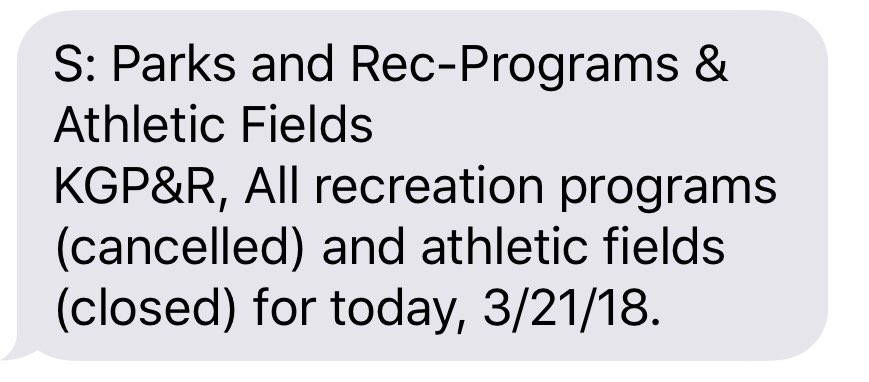 NewsNetNews's tweet photo. ⚠️❄️ #WX Most #ParksAnd Recreation Programs & Facilities CANCELLED/CLOSED Wed 21Mar18 Due to #WinterStorm @FburgVAParksRec @StaffordParks @KGCounty READ BELOW ❄️⚠️ @staffordvagov @FxbgGov https://t.co/bPFgaInNH1