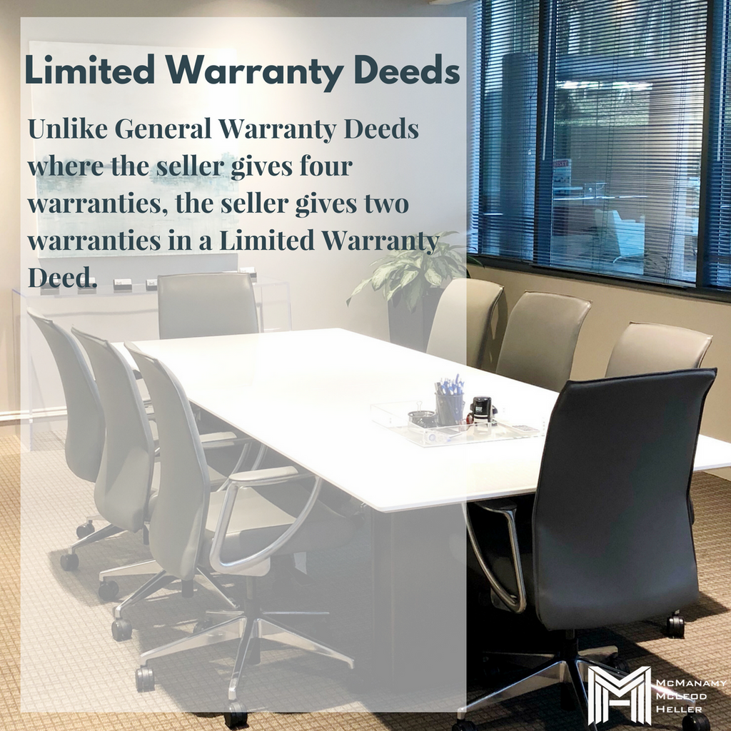 MMHFirm's tweet image. We've got Round Two of our three-part series on Deeds!  This week is all about Limited Warranty Deeds.  Swipe through to see the details and click the following link to learn more!  bit.ly/typesofdeeds  #weeklyinfo #mmhfirm #deeds