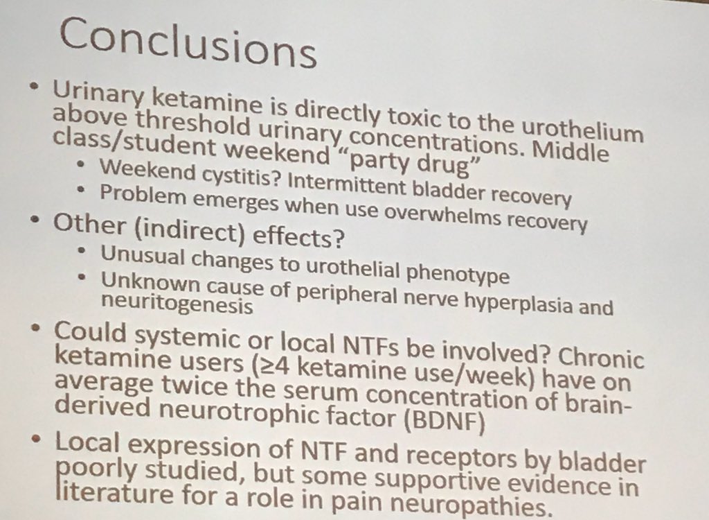 abbasian's tweet photo. #ketaminebladder - cystitis caused by recreational #ketamine recognised problematic, increasingly presenting to urologists & needing surgery. Frequent (daily) usage (as well as high doses) problematic, as urothelium doesn’t have enough time to recover. Harm reduction strategy? https://t.co/oo0gO9mHDL