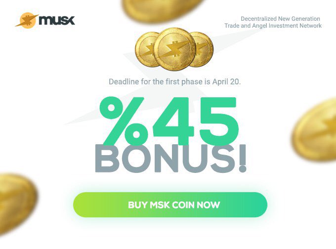 MuskProject's tweet photo. ⚡️45% bonus🎁 during coin sale in the first phase of ICO.🔥

⚡️Deadline for the first phase is April 20th.

⚡️Sale page: https://t.co/BoR8eYaD0g https://t.co/kPWkd2wlwP