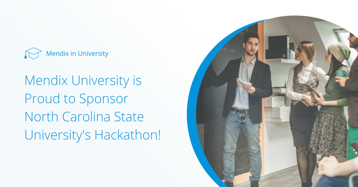Mendix's tweet photo. #Mendix is excited to host a #hackathon at @NCState with over 50 students. They'll compete for a prize using the Mendix Development Platform to build an event-management #app. Stay tuned to learn about the winner's app. Learn about the #MendixUniversity https://t.co/UtCQKoYuqN https://t.co/XQe3PhL6Iw