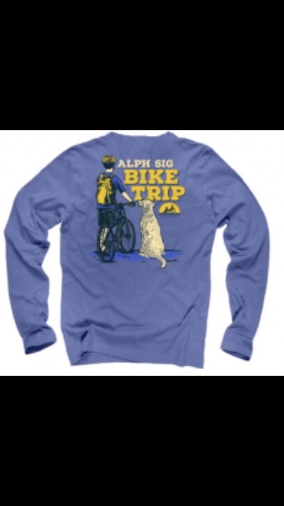 ASPBikeTrip's tweet photo. Bike Trip's right around the corner and we’re kicking our fundraising efforts into high gear! We’ll be doing presale for these shirts until Sunday @9PM. They will be $25 a piece and you can Venmo (@ AlphSigGVSU) caption it with your size and affiliation! https://t.co/awnhMW93Rx