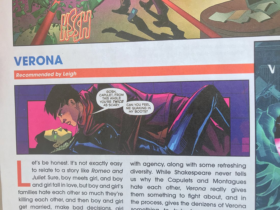 We're thrilled to see Verona by <a href="/EmilyxDell/">Emily Dell</a> and <a href="/BryndonEverett/">Bryndon D.M. Everett</a> featured in <a href="/PREVIEWSworld/">PREVIEWSworld</a> as a staff pick! 😍 What a fantastic surprise for #WomenInComics month!