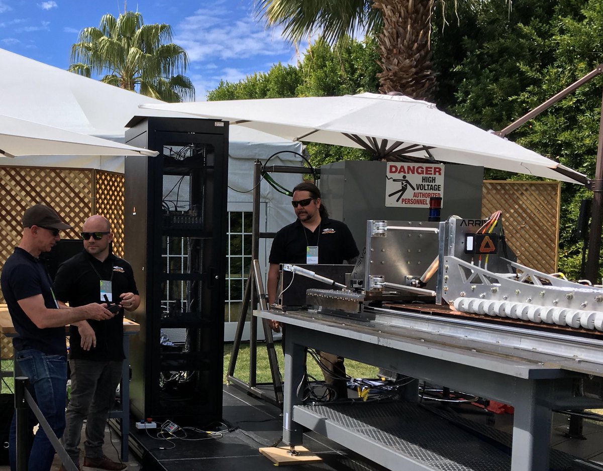 Thanks <a href="/JeffBezos/">Jeff Bezos</a> for hosting us at #MARS2018 - shown here about to launch our levitating Landspeeder via a vintage Atari joystick.