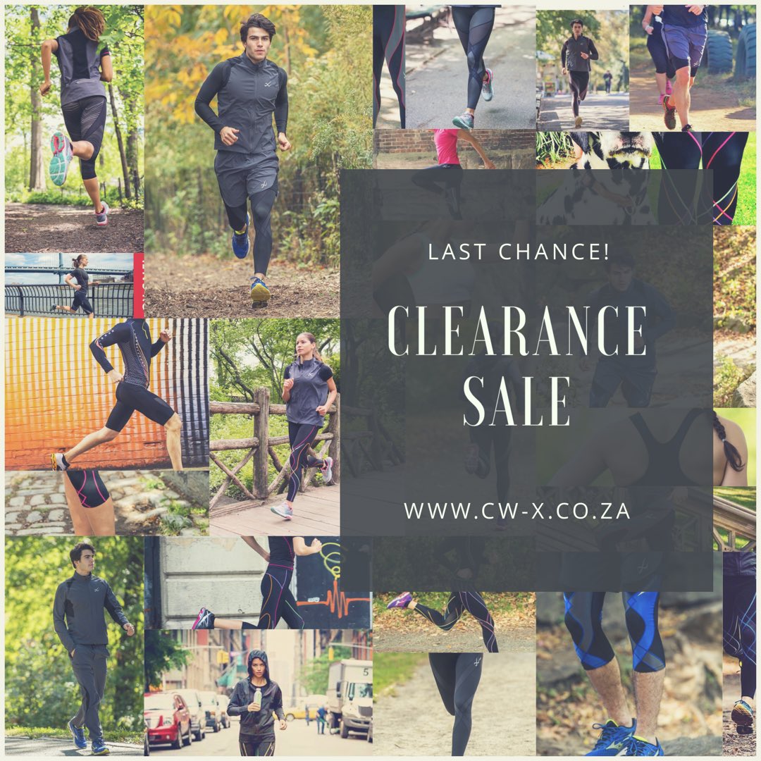 Everything must go! Don’t miss out! #clearancesale cw-x.co.za