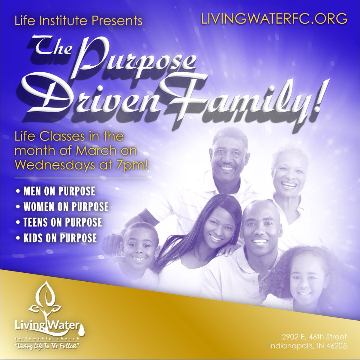 TheKimOutlaw's tweet image. Join us for #LifeClasses this WEDNESDAY at 7pm. Bring the whole family, everyone is talking about #Purpose at #LivingWaterFellowshipChurch