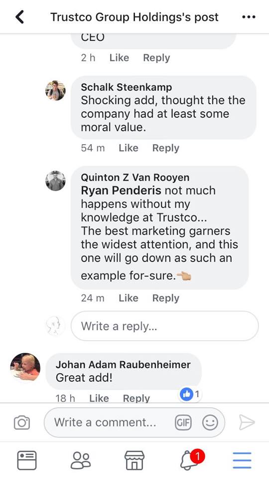 EthneMudge's tweet photo. @CoruscaKhaya @rationalhill @AfricaAnalyst The Director and CEO himself, as well as his namesake son who is also in top management. Please join in asking @VanityFair to help us hold them accountable for their illegal, sexist and transphobic use of the image and sign the petition: https://t.co/V7sWoWt18W #trustcohellno https://t.co/dQfw8nIJly