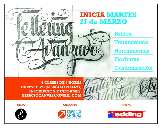 EspacioCanvas's tweet image. Últimos talleres de #LetteringAvanzado comienzan MARTES 27/03 con @pellizo