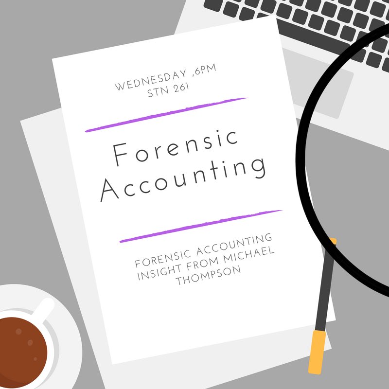 Come out tonight for a great event on the sleuthy side of accounting! Learn about investigations in white collar crimes like tax fraud! 🕵️‍♀️💰🕵️‍♂️