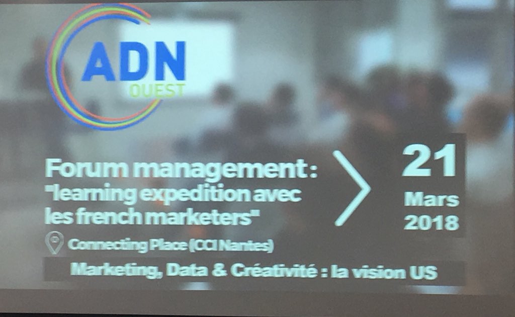 hmore44's tweet photo. [#forummanagement] par @adnouest sur le Marketing et la data. Retour sur le salon “&amp;Then” de la #DMA par Christian Bonnin de @IntegraalMD avec les #frenchmarketers  #Data #Marketing. Mots d’ordre :  #Advocate #Innovate #Associate #Connect https://t.co/GAyMEyTRWF