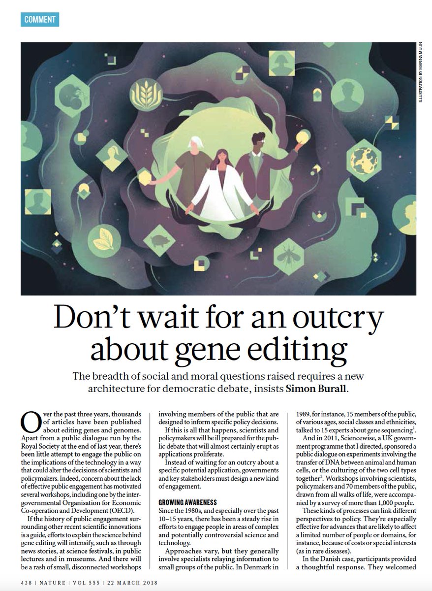 EricTopol's tweet photo. 2 excellent essays on ethics on genome editing @NatureNews #OA #CRISPR
1. call for an "observatory" by @SJasanoff B Hurlbut https://t.co/dOQ06Q6r9V
2. anticipate, map participation by @sburall https://t.co/shyt7yZ98v https://t.co/1mvWh2jhhu