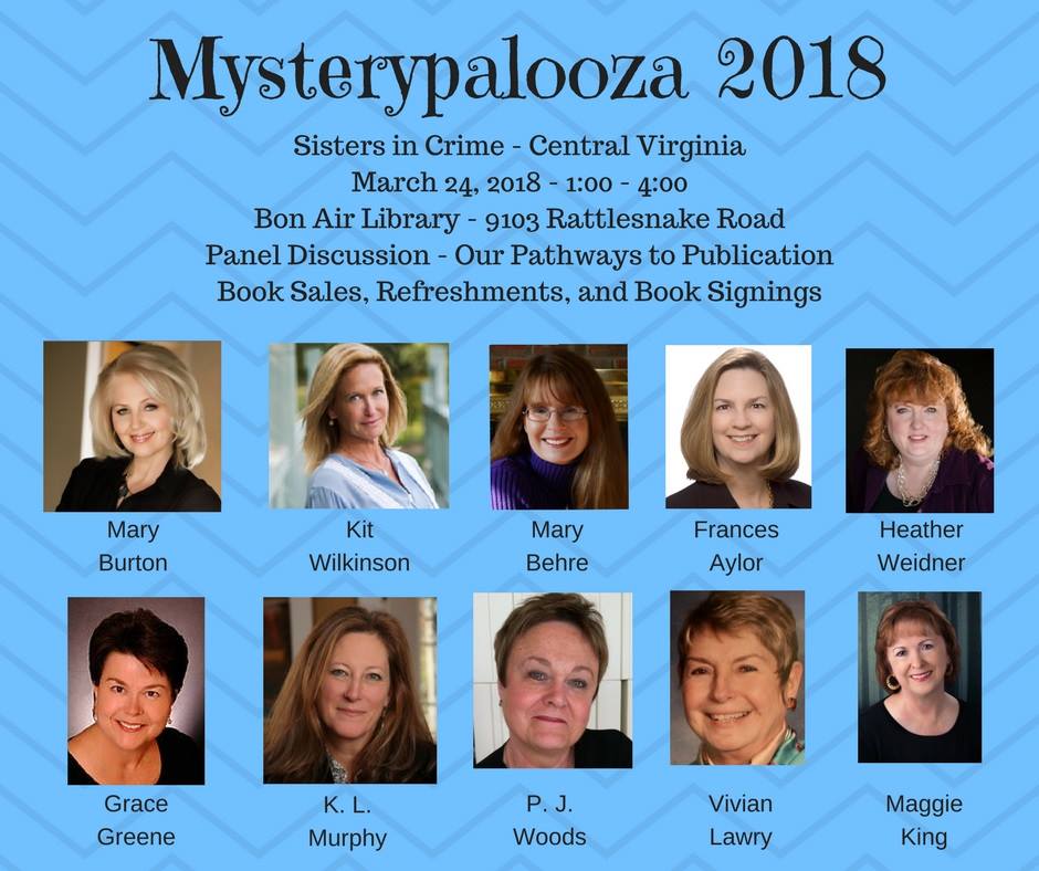 vaforestrose's tweet photo. Snowy today, but mystery readers and writers are ready en masse for #Mysterypalooza on Saturday, March 24 from 1-4 at the Bon Air Library -- come meet local authors #RVA #RVAfree @CCPLVA @BonAirBuzz @SinCCentralVA https://t.co/JtDsCbyAeX