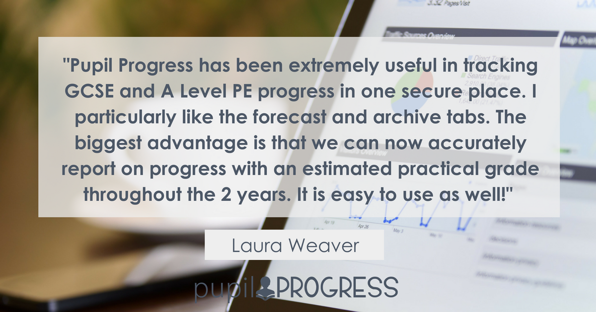 "I particularly like the forecast and archive tabs. The biggest advantage is that we can now accurately report on progress with an estimated practical grade throughout the 2 years. It is easy to use as well!"

- Laura Weaver, <a href="/PresdalesSchool/">Presdales School</a>