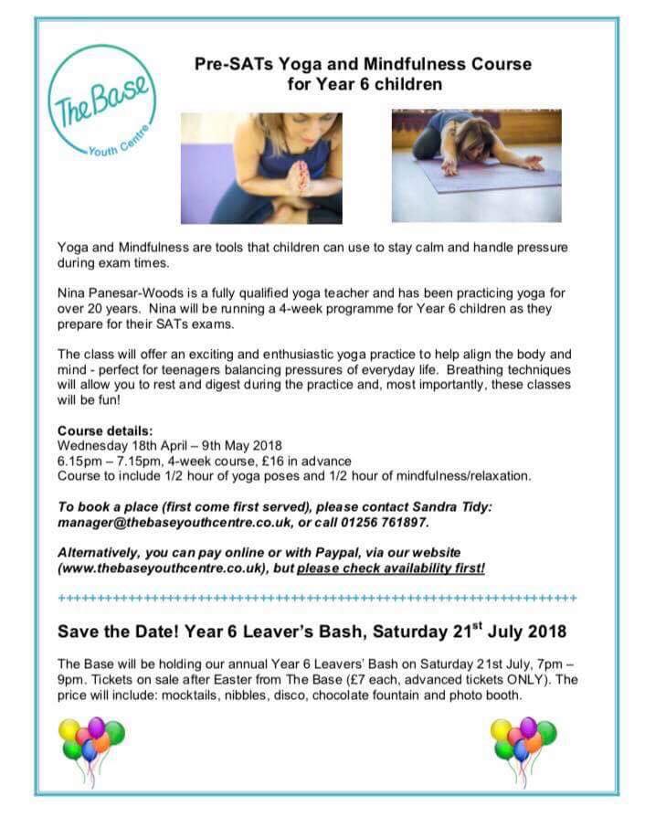 BaseYouthHook's tweet photo. Year 6 SATs coming up? Come and join us for some yoga, mindfulness and relaxation #yoga #mindfulness #SATs https://t.co/InEdWaRjTu
