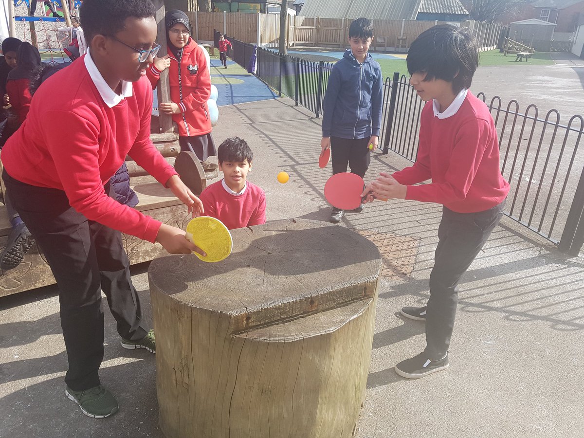 A tense game of "mini-pong!" at breaktime. #Tabletennis #tabletennismad <a href="/CliftonPrim/">CliftonPrimary</a>