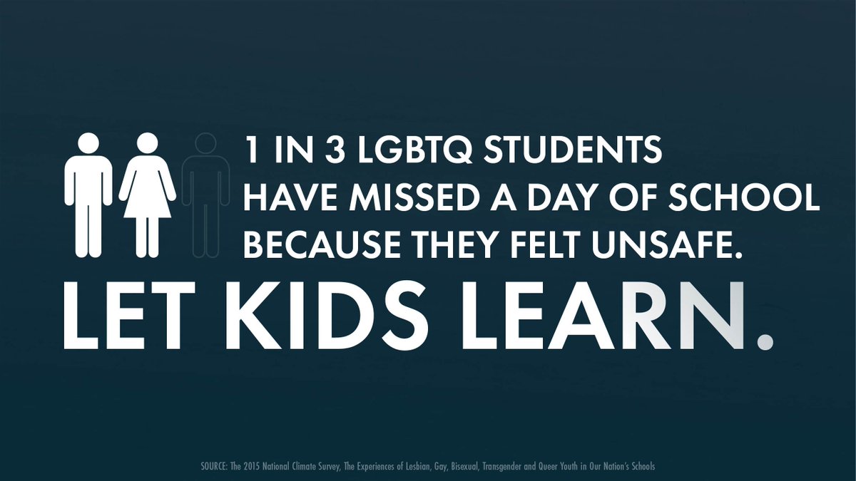 1 in 3 LGBTQ students have missed a day of school because they felt unsafe. Let kids learn.